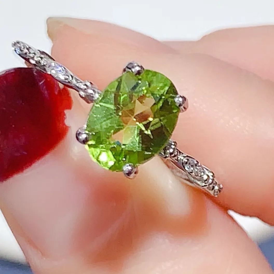 Authentic The Sunstone Ring Natural Peridot In Sterling Silver With Golden Aura