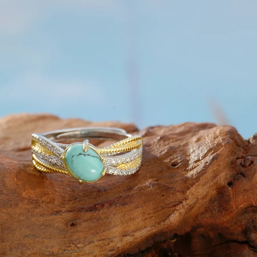Authentic Celestial Horizon Turquoise Talisman Ring