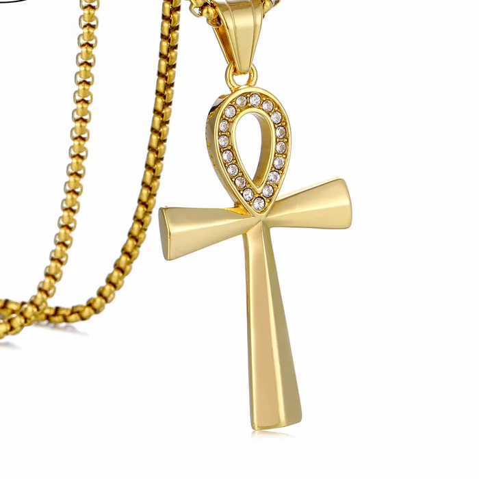 Authentic Ancient Egypt Ankh Cross Charm Pendant Gold Silver Color Amulet Necklaces For Women Men Egyptian Jewelry Gifts