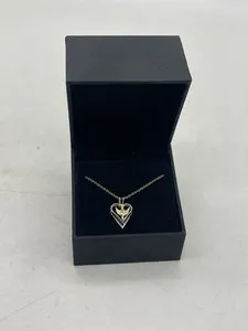 Authentic 925 Sterling Silver Gold Plated Heart Dove Pendant w/ 18” Chain