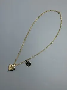 Authentic Vintage Religious Dove Heart Gold-Plated Locket on 18" Necklace
