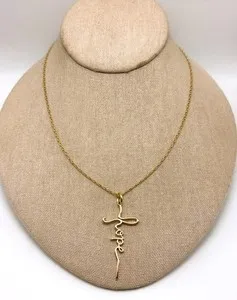Authentic DAVID MARKSETEIN Inspirational 18K Gold Plated Silver 20" Necklace - Hope - NWT