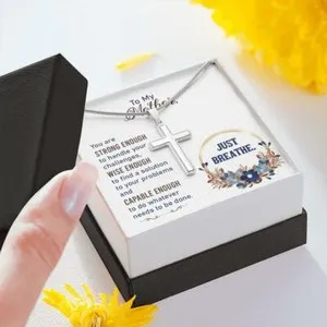 Authentic Trendy Gifts For Mother, Christian Faith Cross Necklace with Inspirational Cards