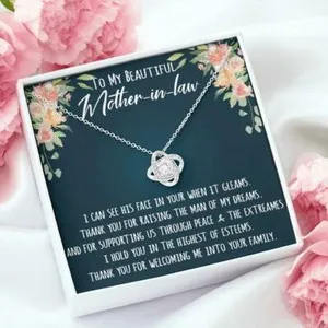 Authentic To My Beautiful Mother-in-law Love Knot Necklace with Inspirational Message