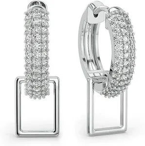 Authentic Radiant Luminescence Moissanite Rectangular Hoop Talisman