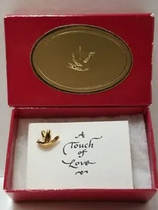 Authentic Love Dove Lapel Pin 14k Yellow Gold Plated Tie Tac Roller-Brown Beautiful