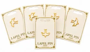 Authentic Gold Plated Metal Holy Spirit Dove w/ Cut Out Design Bird Lapel Pin - Lot of 5