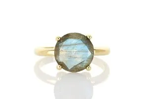 Authentic Labradorite ring Gold plated 925 silver ring Engagement ring for mother