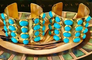 Authentic Radiant Horizon: The Gold-Plated Turquoise Sacred Cuff