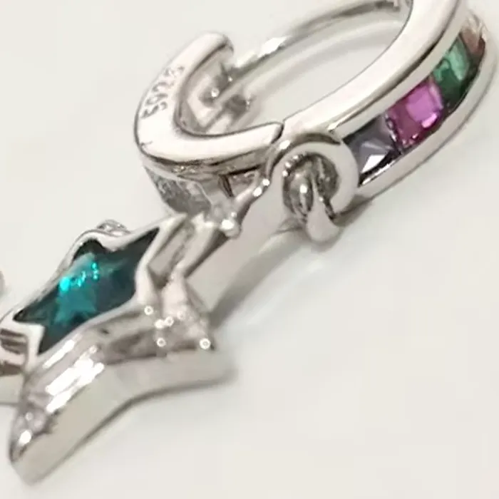 Authentic Genuine Stamp 925 Sterling Silver Turquoise Hearts Feather Hoop Earrings Earring Jewelry