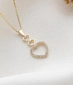 Authentic 2.50Ct Heart Cut Simulated Diamond Women's Fancy Pendant 14K Yellow Gold Plated.