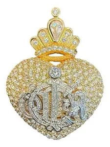Authentic Vintage Christian Dior Heart Crown Rhinestone Brooch Pin Gold plated