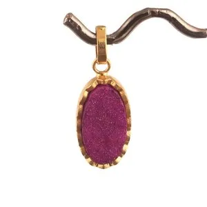 Authentic Amethyst Druzy Celestial Oval Talisman