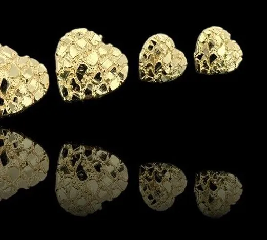 Authentic Heart Nugget Earring Unisex Hip Hop Iced 14K Gold plated Stud Fashion Earrings
