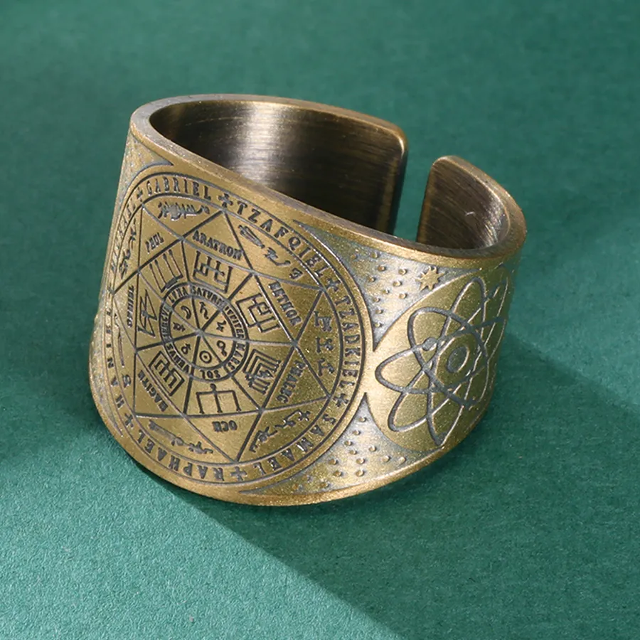 Authentic Dawapara Seal of The 7 Archangels Protection Ring Amulet Metatron Cube Lilith Symbol The Secrets of King Solomon Vintage Jewelry