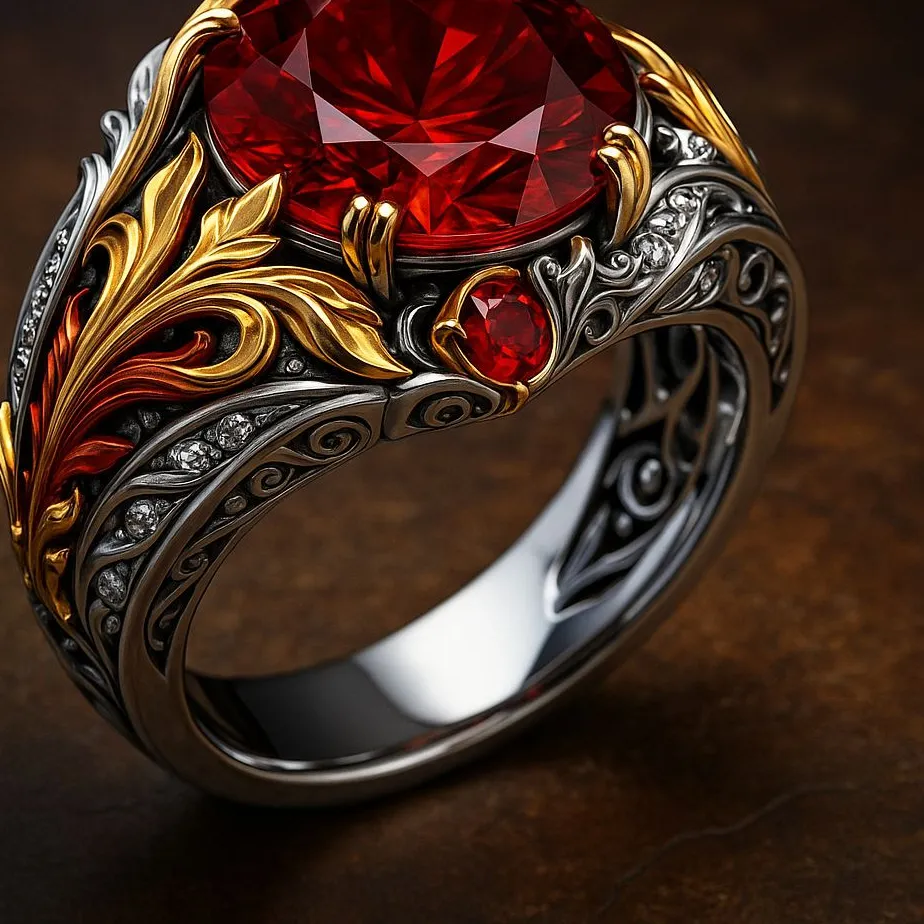 Authentic The Crimson Flame Vintage Ring of Vital Protection