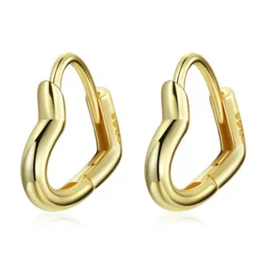 Authentic Luminous Heart Embrace Hoops - 18K Gold Plated Huggie Earrings of Love & Radiance