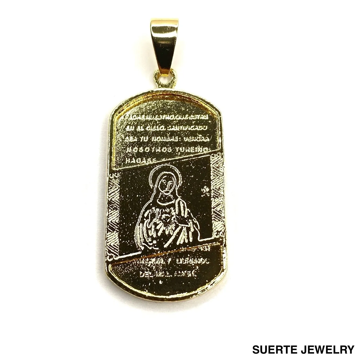 Authentic 14K Gold Plated Sacred Heart of Jesus Pendant Oro Laminado Sagrado Corazon Dije