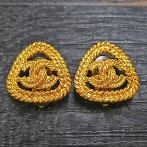 Authentic Celestial Geometry: Vintage Gold-Plated CC Triangle Talismans