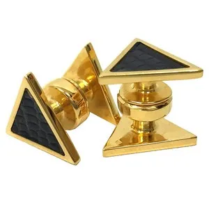 Authentic The Alchemist’s Geometry: Celestial Triangle Cufflinks in Gilded Obsidian