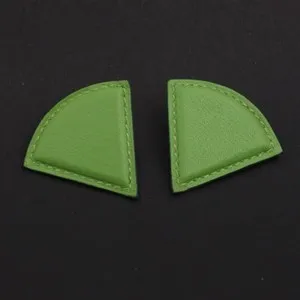 Authentic The Verdant Trine: 1990s Hermès Green Leather and 18K Gold-Plated Sacred Geometry Earrings