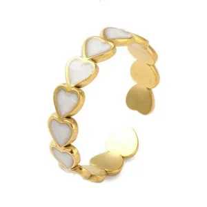 Authentic Radiant Devotion Heart Enamel Cuff Ring in 18K Gold Plate