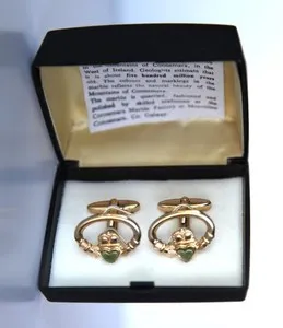 Authentic The Emerald Heart Claddagh Gold-Plated Cufflinks