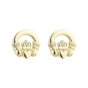 Authentic Claddagh Stud Earrings Irish Gold Plated Made in Ireland