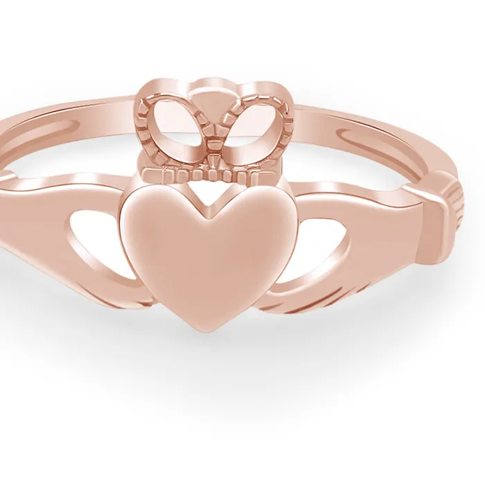 Authentic Claddagh Freindship Love Loyalty Ring 14K Rose Gold Plated Sterling Silver