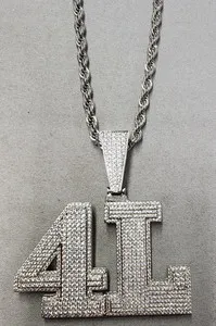 Authentic Eternal Life Force: 18K White Gold Plated Iced 4L Pendant