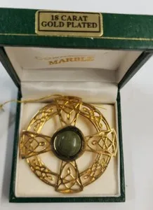 Authentic The Emerald Heart of Eire: Connemara Marble Gold-Plated Talisman