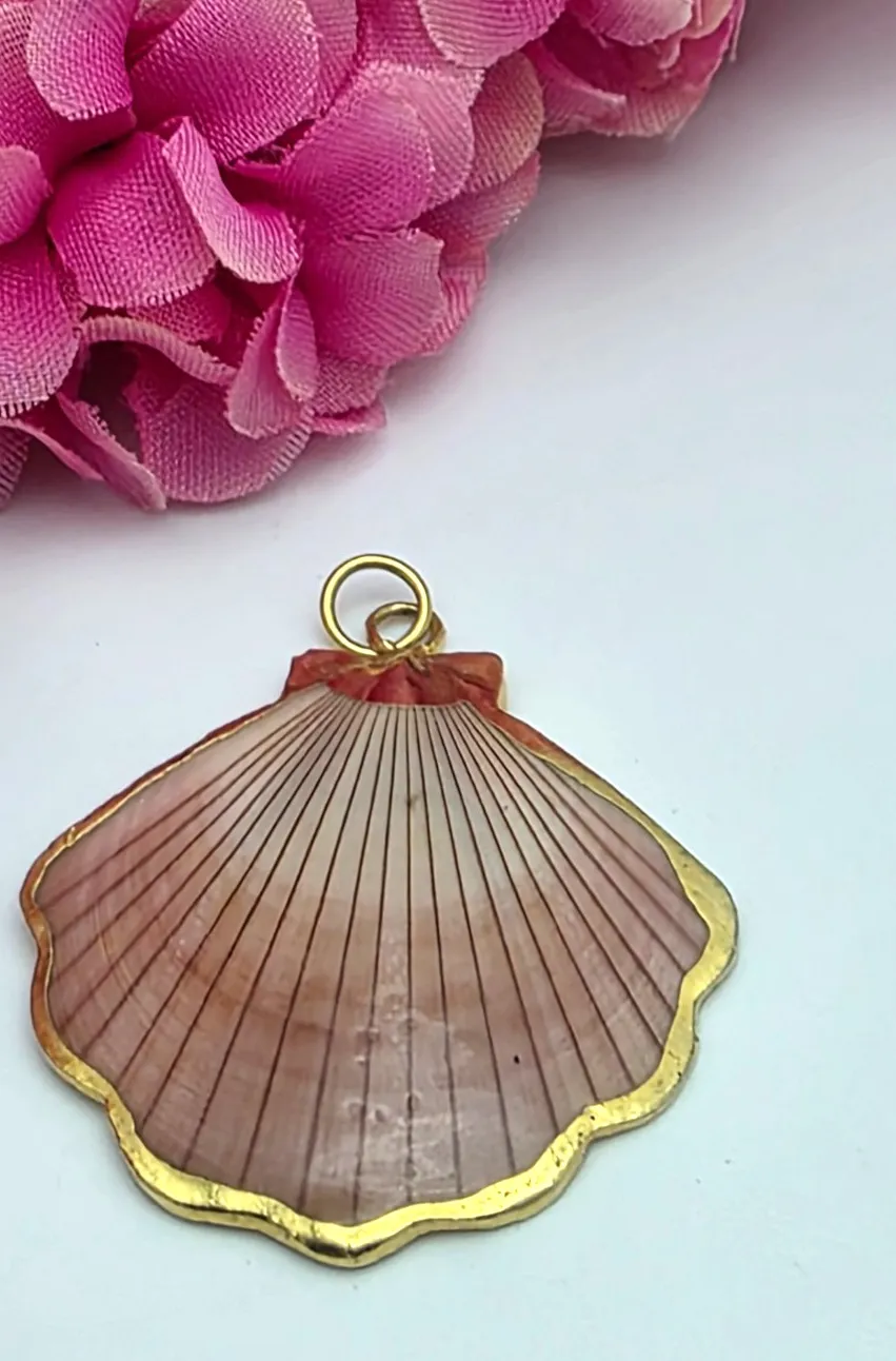 Authentic Whisper Of The Tidal Moon A Gold- Plated Pink Seashell Pendant For The Spirit Of The Sea