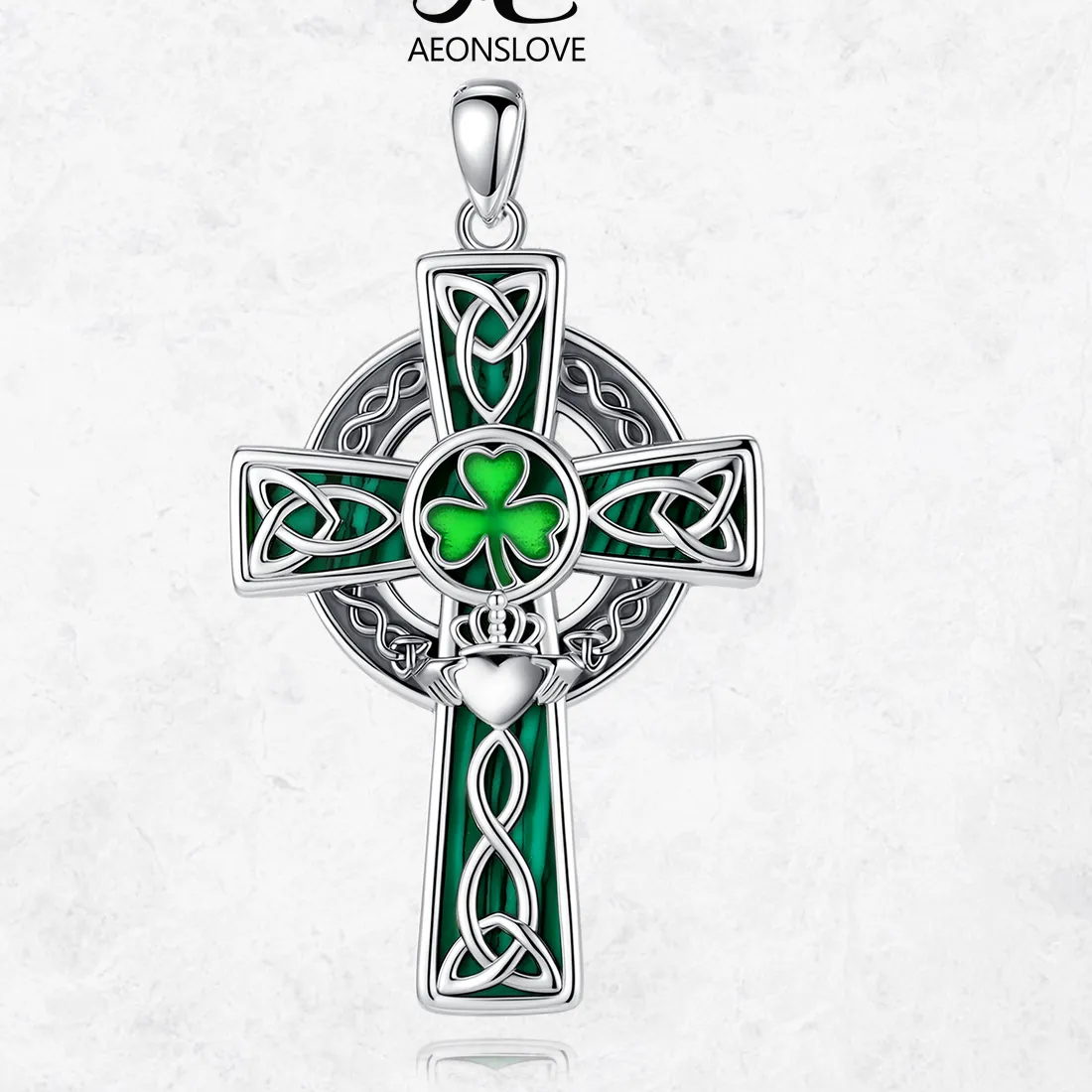 Authentic The Emerald Embrace Celtic Cross Amulet
