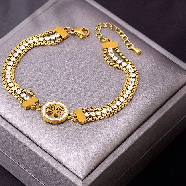Authentic The Eternal Arboreal Radiance: Tree of Life Gold-Plated Bangle