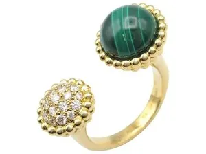 Authentic The Verdant Guardian: Malachite Gold-Plated Sacred Ring