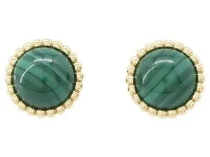 Authentic Ethereal Verdant Crests: Lab-Grown Malachite and 18k Gold-Plated Talismanic Earrings