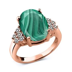 Authentic The Verdant Heart: Malachite and Rose Gold Harmony Ring