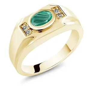 Authentic The Emerald Sovereign Ring of Malachite and Solar Gold