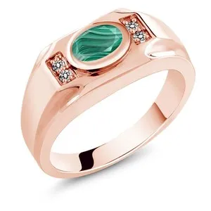 Authentic The Emerald Gaze: 18K Rose Gold Malachite and Diamond Ring