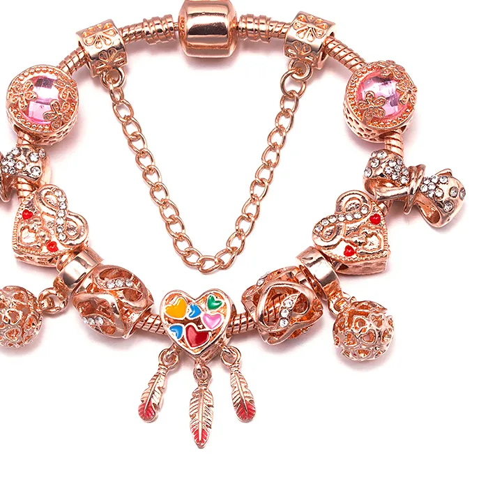 Authentic The Rose Gold Heart and Ribbon Amulet Bracelet