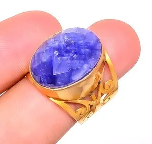 Authentic Celestial Azure Aura Gold-Plated Talisman Ring
