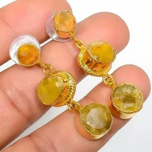 Authentic Celestial Radiance Golden Sapphire Talisman Earrings