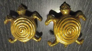 Authentic Dominique Aurientis Paris Gilded Tortoise Talisman Earrings