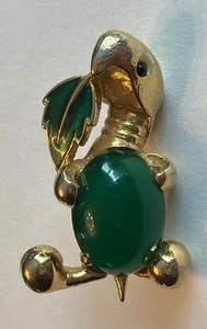 Authentic The Emerald Shell of Fortune: Vintage Jomaz Gold-Plated Turtle Talisman