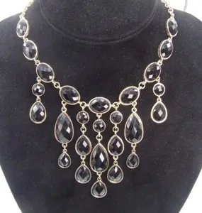 Authentic The Obsidian Radiance Faceted Black Lucite and Gold Choker