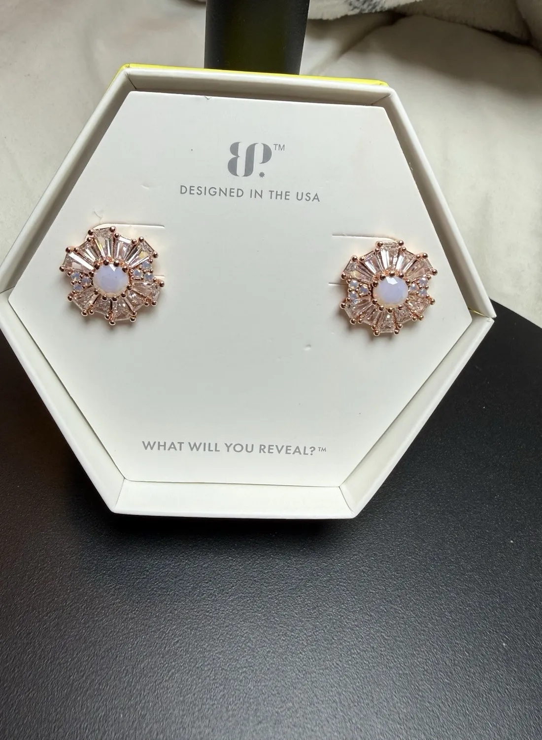 Authentic Luminous Lunar Veil Rose Gold Studs