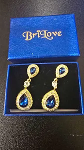 Authentic Wings of the Azure Tear Gold-Plated Crystal Earrings