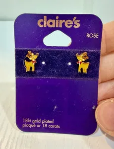 Authentic Gleaming Solstice Reindeer Stud Earrings in 18K Gold Plate