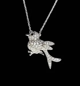 Authentic Winged Bliss: 2Ct Moissanite Bird Pendant in 14K White Gold Plated
