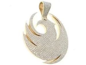 Authentic Luminous Avian Protector: 3Ct Moissanite Pendant in 14k Golden Radiance